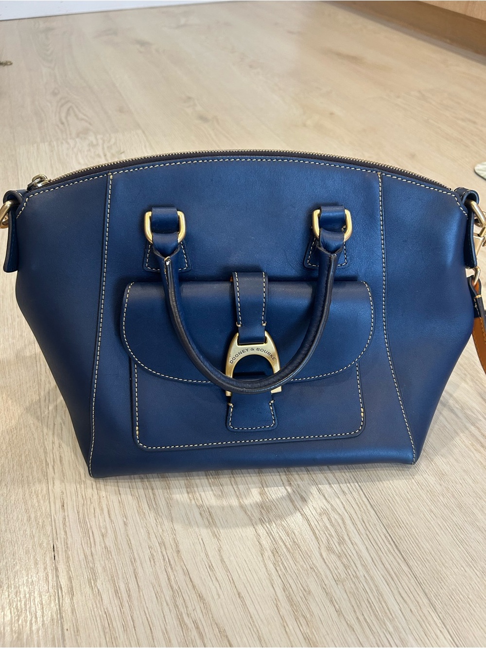 Dooney & Bourke Navy Leather Satchel Bag - Picture 4 of 9